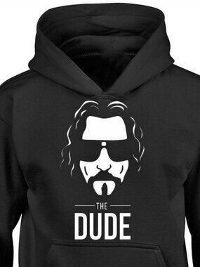 New The Dude Black Hoodie Fleece Sweatshirt
